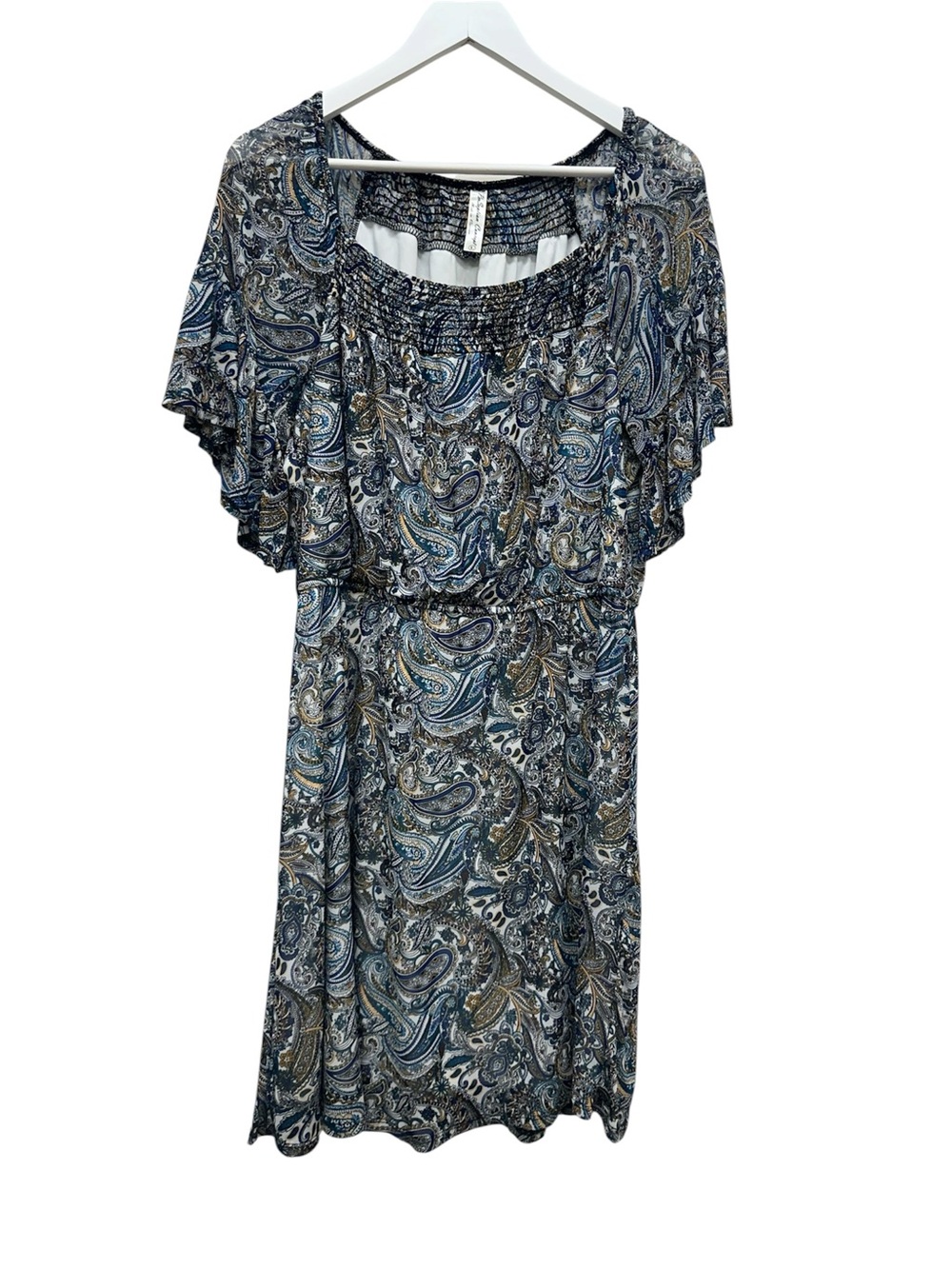 Perceptions New York L Paisley Midi Dress Blue Coastal Cottagecore Boho Women’s